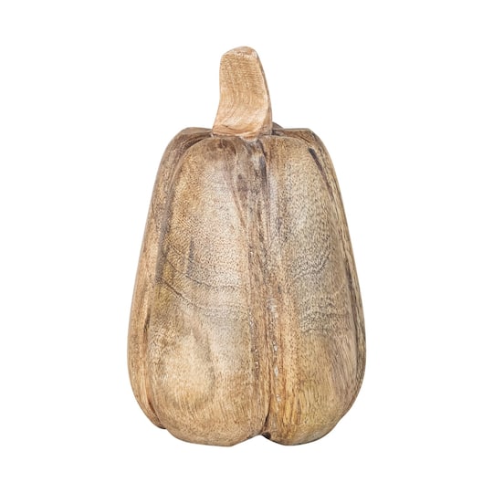 Hello Honey® Carved Mango Wood Pumpkin Figurine, Stained Finish